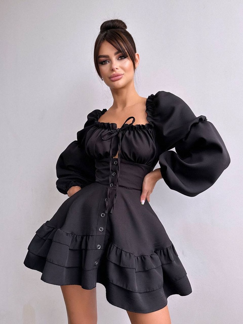 Сукня з воланами на ґудзиках  Сукня з воланами на ґудзиках  | PUSHKA SHOP