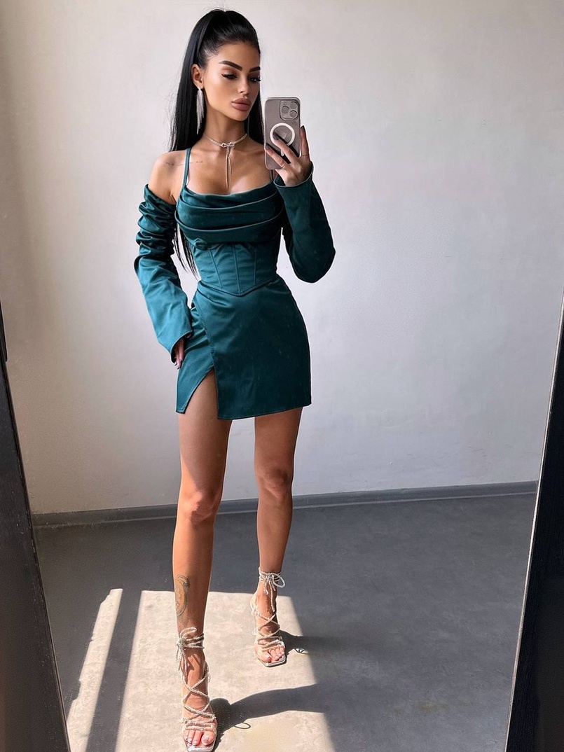 Комплект: корсет з рукавами    + спідниця міні з драпіруванням   Комплект: корсет з рукавами    + спідниця міні з драпіруванням   | PUSHKA SHOP