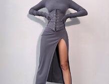 Комплект: трикотажне плаття- міді + корсет + рукавички Комплект: трикотажне плаття- міді + корсет + рукавички | PUSHKA SHOP