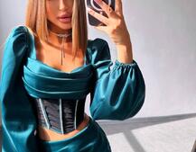 Комплект: корсет, декорований стразами   + спідниця міні з драпіруванням  Комплект: корсет, декорований стразами   + спідниця міні з драпіруванням  | PUSHKA SHOP