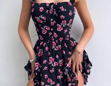 Сукня з корсетним верхом та оборками на спідничці Сукня з корсетним верхом та оборками на спідничці | PUSHKA SHOP