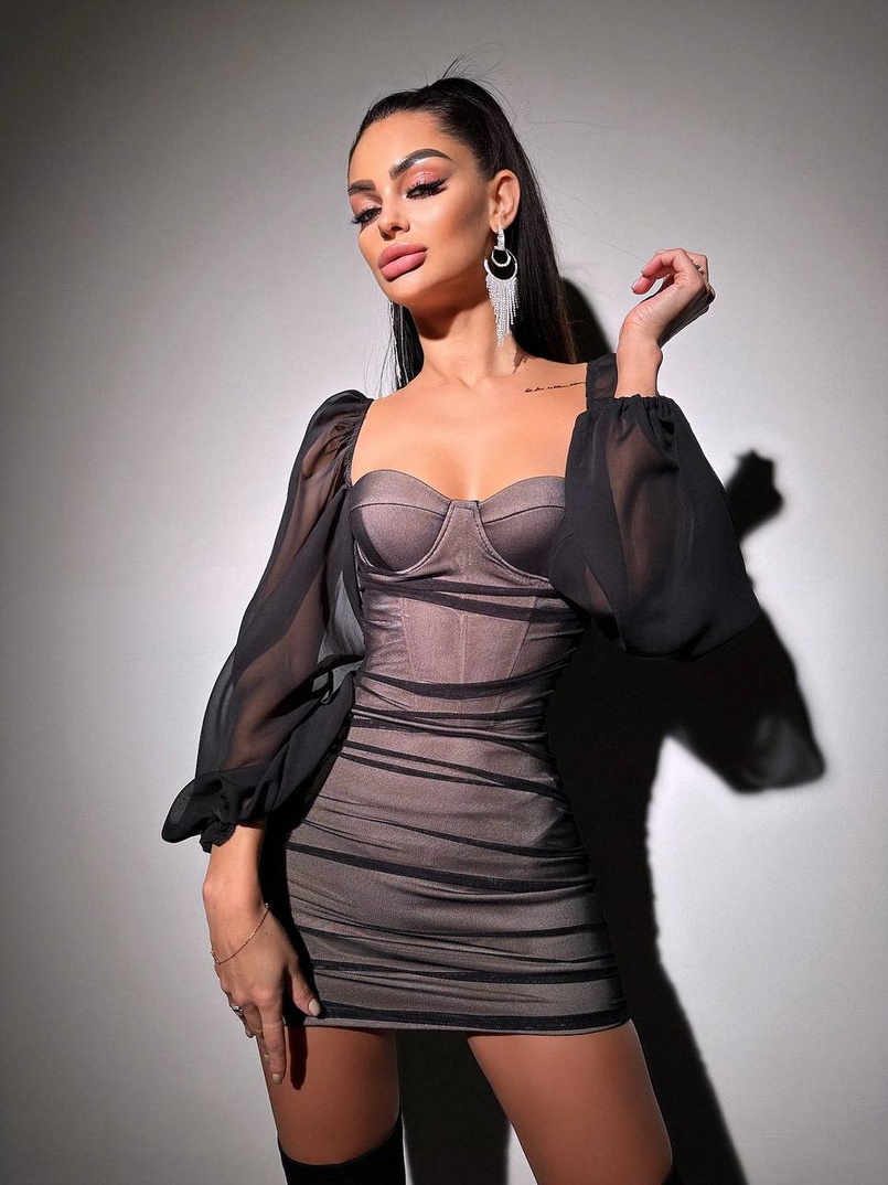 Корсетна сукня з чашечками з ефектом push up з драпіруванням   | PUSHKA SHOP