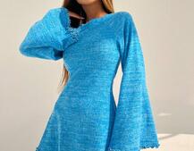 Трикотажна сукня міні з розкльошеними рукавами та відкритою спиною | PUSHKA SHOP