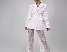 Комплект: мереживний корсет бюстьє + штани + піджак  Комплект: мереживний корсет бюстьє + штани + піджак  | PUSHKA SHOP