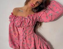 Сукня з квітковим принтом з воланами на ґудзиках  Сукня з квітковим принтом з воланами на ґудзиках  | PUSHKA SHOP