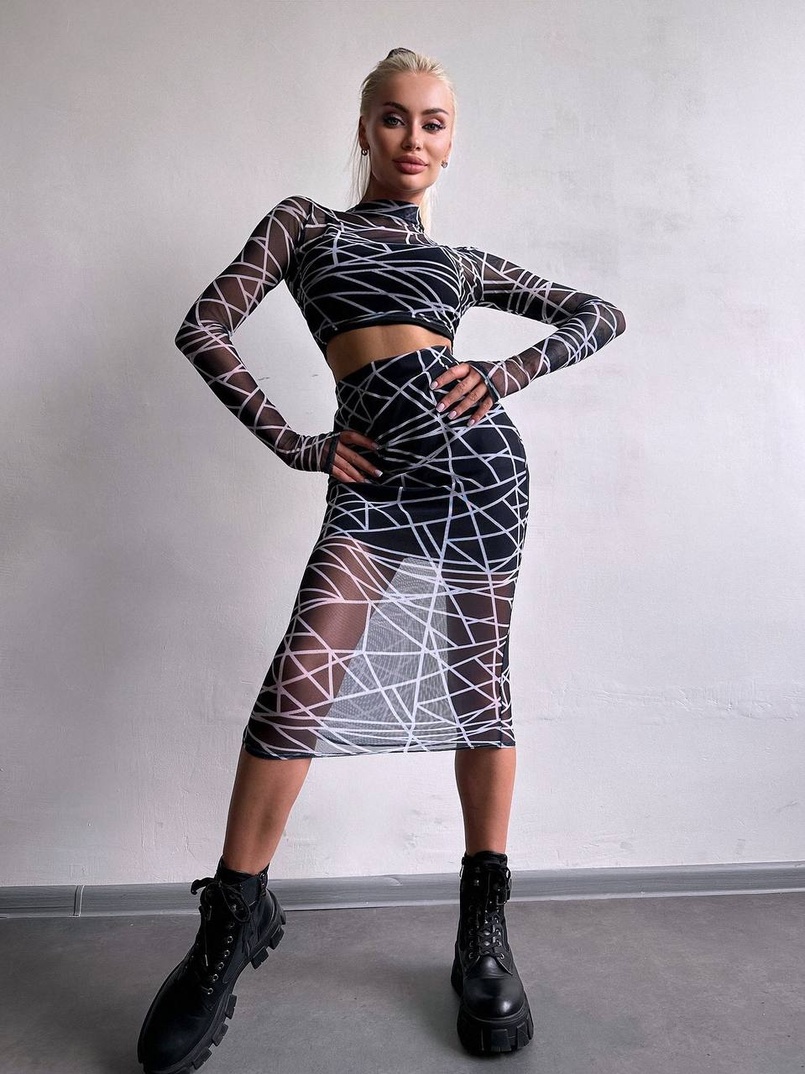 Комплект: топ + спідниця міді   | PUSHKA SHOP