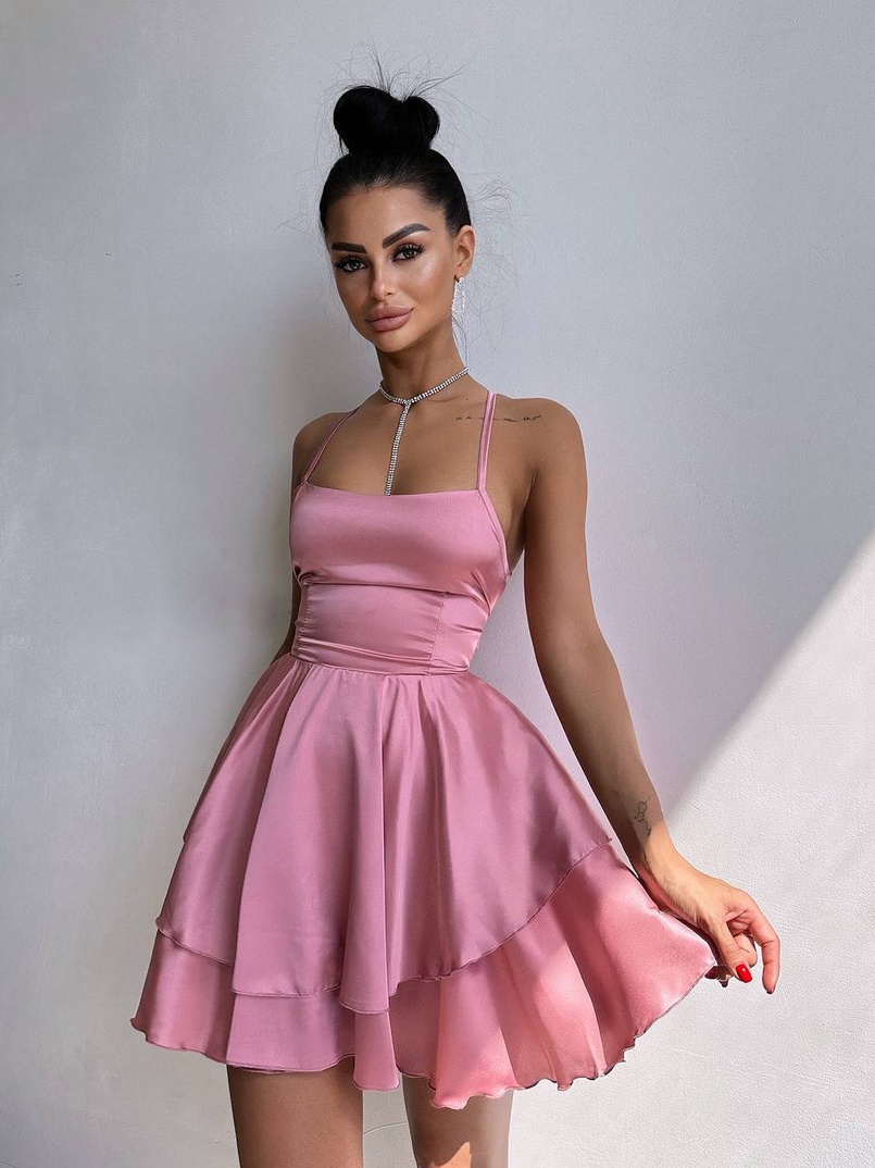 Шовкова сукня  з пишною спідницею та шнурівкою   | PUSHKA SHOP