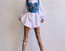 Приталена сорочка + корсет декорований бахромою зі страз Ручна робота Приталена сорочка + корсет декорований бахромою зі страз Ручна робота | PUSHKA SHOP