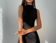 Платье мини, декорированное бахромой из страз | PUSHKA SHOP