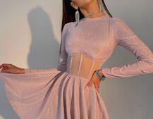 Приталена блискуча сукня з корсетною вставкою та пишною спідницею-сонцем Приталена блискуча сукня з корсетною вставкою та пишною спідницею-сонцем | PUSHKA SHOP