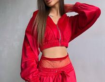 Велюровий комплект декорований стразами( бомбер+ рукавички+ штани + трусики) Велюровий комплект декорований стразами( бомбер+ рукавички+ штани + трусики) | PUSHKA SHOP