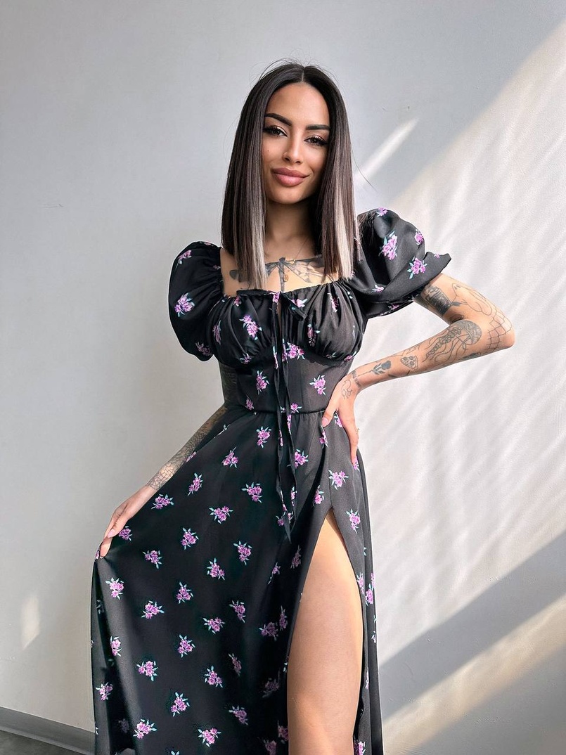 Сукня- міді  з квітковим принтом Сукня- міді  з квітковим принтом | PUSHKA SHOP