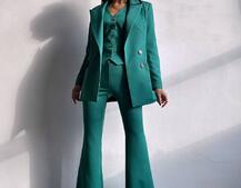 Костюм: піджак на підкладці, штани кльош+ жилет  Костюм: піджак на підкладці, штани кльош+ жилет  | PUSHKA SHOP