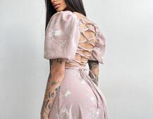 Платье миди со шнуровкой на спинке  | PUSHKA SHOP