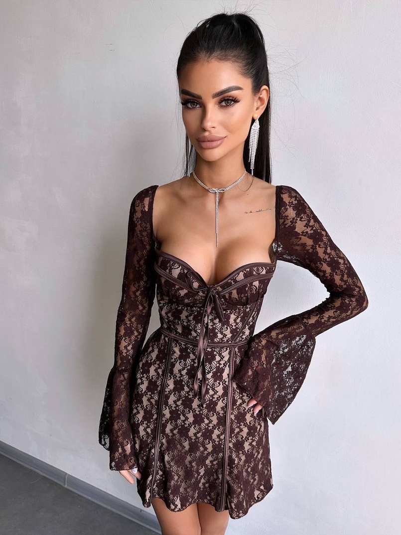 Мереживна сукня міні з чашечками    | PUSHKA SHOP