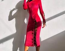 Оксамитова сукня міді зі шнурівкою Оксамитова сукня міді зі шнурівкою | PUSHKA SHOP