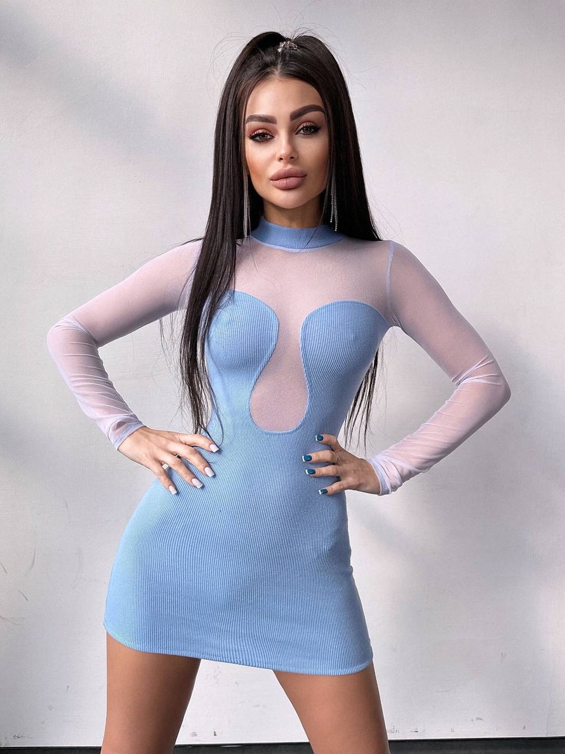 Трикотажна сукня з вставками сітки Трикотажна сукня з вставками сітки | PUSHKA SHOP