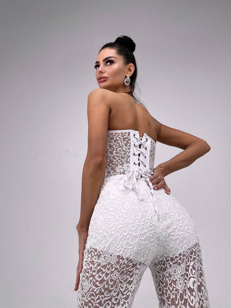 Комплект: мереживний корсет бюстьє + штани + піджак  Комплект: мереживний корсет бюстьє + штани + піджак  | PUSHKA SHOP