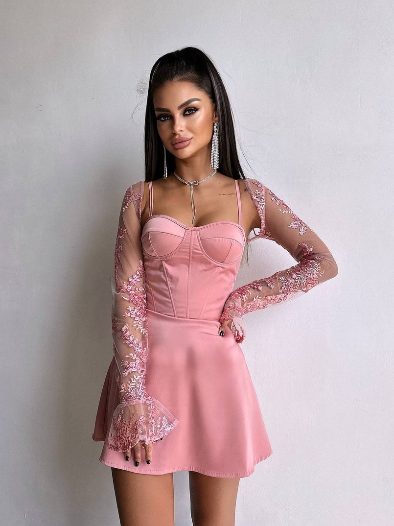 Атласна корсетна сукня-бюстьє + мереживне болеро Атласна корсетна сукня-бюстьє + мереживне болеро | PUSHKA SHOP