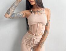 Трикотажный комплект: корсетный топ на косточках + леггинсы Трикотажный комплект: корсетный топ на косточках + леггинсы | PUSHKA SHOP