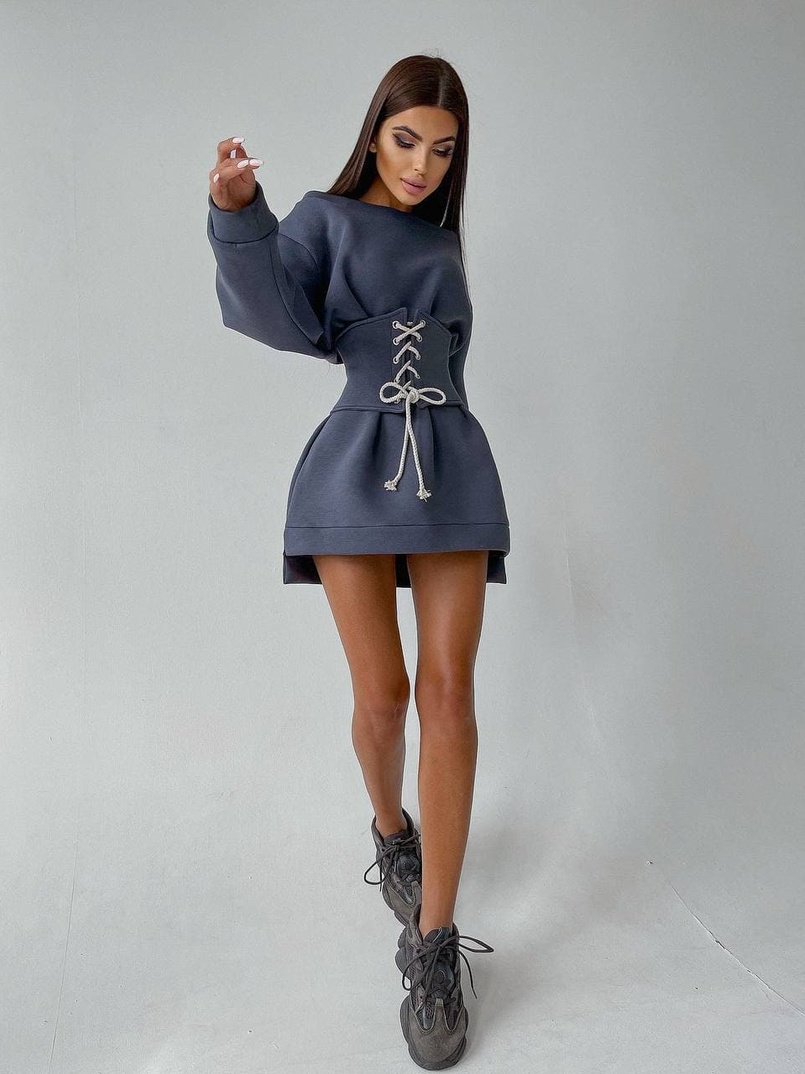 Худи на флисе + корсет на шнуровке  Худи на флисе + корсет на шнуровке  | PUSHKA SHOP