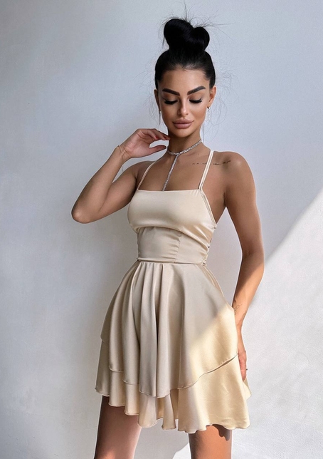 Шовкова сукня  з пишною спідницею та шнурівкою   | PUSHKA SHOP