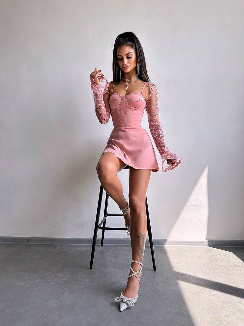 Атласна корсетна сукня-бюстьє + мереживне болеро Атласна корсетна сукня-бюстьє + мереживне болеро | PUSHKA SHOP