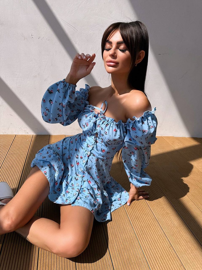 Сукня з квітковим принтом з воланами на ґудзиках  Сукня з квітковим принтом з воланами на ґудзиках  | PUSHKA SHOP