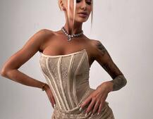 Мереживна сукня міні зі шлейфом   | PUSHKA SHOP