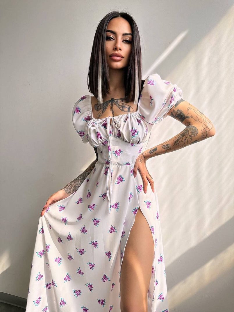 Сукня- міді  з квітковим принтом Сукня- міді  з квітковим принтом | PUSHKA SHOP