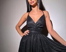 Блискуча сукня з пишною спідницею та шнурівкою на спинці Блискуча сукня з пишною спідницею та шнурівкою на спинці | PUSHKA SHOP