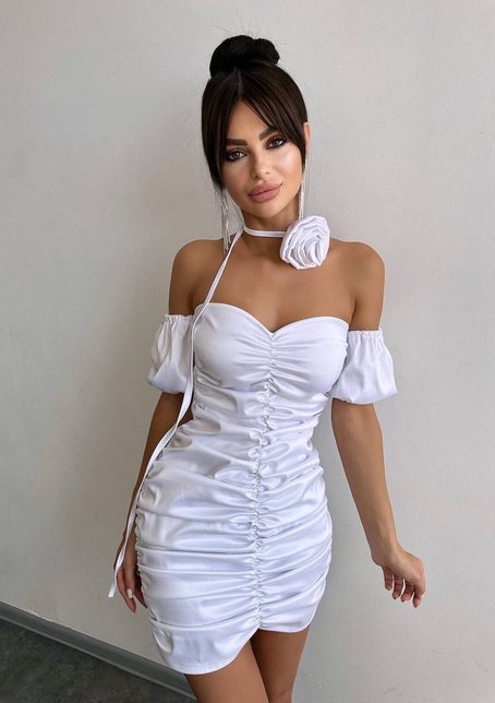 Сукня - міні з драпіруванням та трояндою-чокером | PUSHKA SHOP