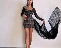 Мереживна сукня міні зі шлейфом Мереживна сукня міні зі шлейфом | PUSHKA SHOP