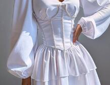 Комплект: сукня з подвійною спідницею + корсет, декорований стразами    Комплект: сукня з подвійною спідницею + корсет, декорований стразами    | PUSHKA SHOP