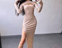 Трикотажна сукня з зав’язкою на ніжку   Трикотажна сукня з зав’язкою на ніжку   | PUSHKA SHOP