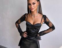 Атласна корсетна сукня-бюстьє + мереживне болеро Атласна корсетна сукня-бюстьє + мереживне болеро | PUSHKA SHOP