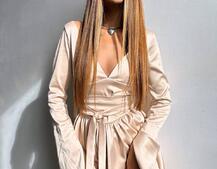 Атласна корсетна сукня  з пишною спідницею та зав‘язками на талії | PUSHKA SHOP