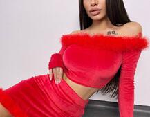 Оксамитовитовий комплект з пір‘ям  Оксамитовитовий комплект з пір‘ям  | PUSHKA SHOP