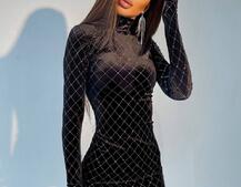 Сяюча оксамитова сукня міні з геометричним принтом  | PUSHKA SHOP