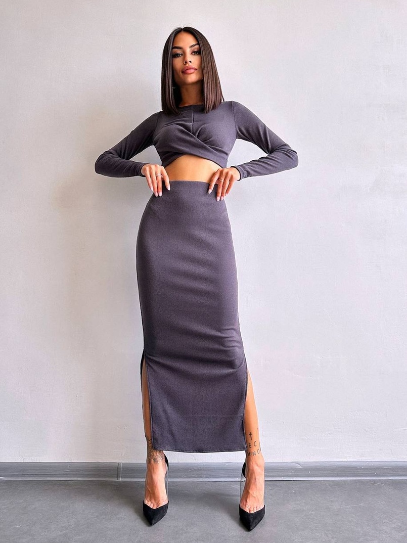 Комплект: топ + спідниця с розрізами  Комплект: топ + спідниця с розрізами  | PUSHKA SHOP