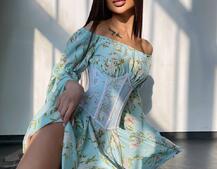 Сукня асиметричного крою з розкльошеними рукавами + корсет декорований стразами Ручна робота Сукня асиметричного крою з розкльошеними рукавами + корсет декорований стразами Ручна робота | PUSHKA SHOP