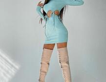 Трикотажное облегающее платье с завязками  Трикотажное облегающее платье с завязками  | PUSHKA SHOP