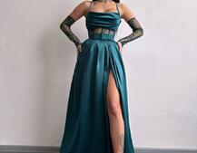 Атласний комплект: корсет + спідниця максі Атласний комплект: корсет + спідниця максі | PUSHKA SHOP