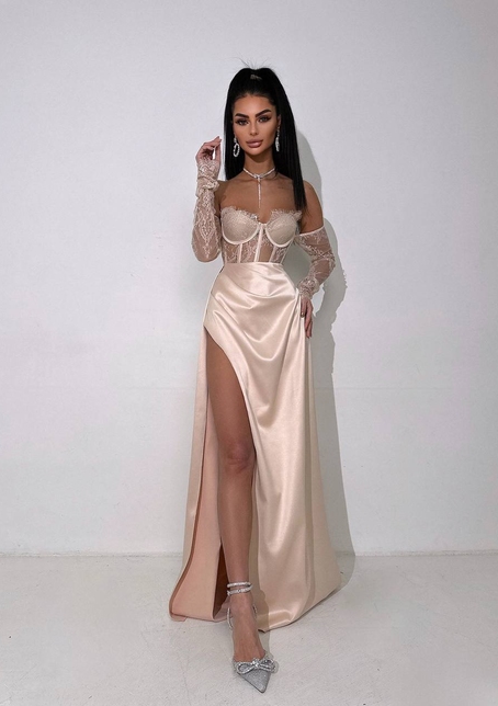 Комплект: мереживний корсет  +  спідниця максі   Комплект: мереживний корсет  +  спідниця максі   | PUSHKA SHOP