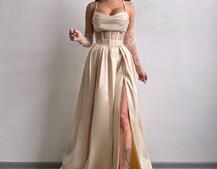 Атласний комплект: корсет + спідниця максі Атласний комплект: корсет + спідниця максі | PUSHKA SHOP