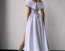 Сукня максі  з відкритими плечима та розрізом на спідниці | PUSHKA SHOP