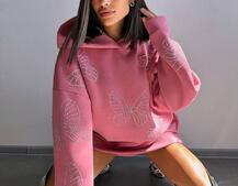 Трендове худі over size із сяючими стразами  | PUSHKA SHOP