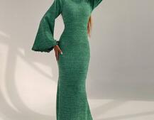 Трикотажна сукня максі з розкльошеними рукавами та відкритою спиною | PUSHKA SHOP