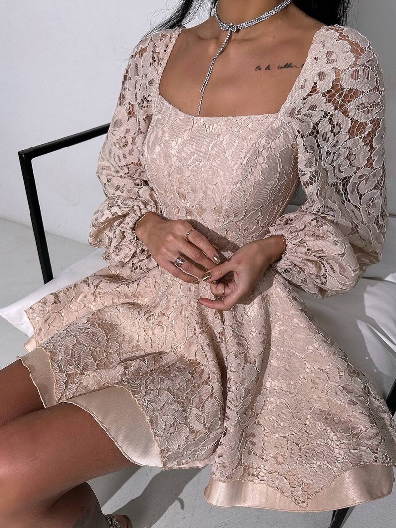 Мереживна сукня з корсетним верхом та пишною подвійною спідницею  Мереживна сукня з корсетним верхом та пишною подвійною спідницею  | PUSHKA SHOP