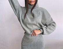 Костюм із теплого трикотажу-рубчика: светр + спідниця Костюм із теплого трикотажу-рубчика: светр + спідниця | PUSHKA SHOP